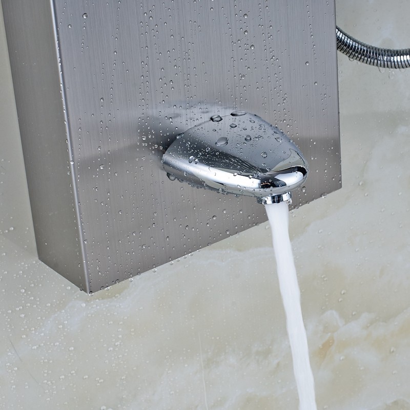 Bathroom Multi Function Shower Panel with Handshower Spary Wall Mount Tap Nickel