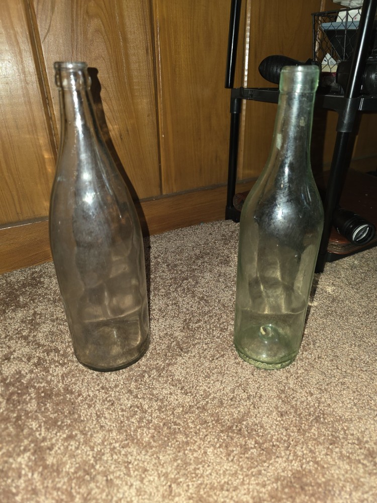 2 Vintage Clear Glass Bottles
