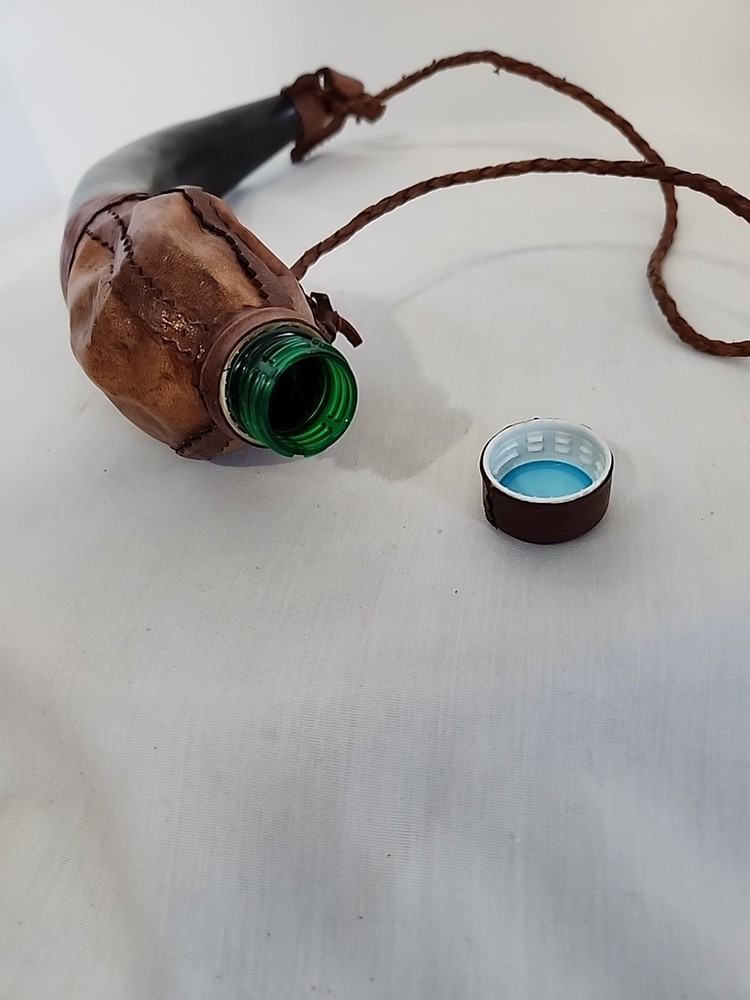 Gun Powder Horn Muzzleloader Reenactment Mountain Man Rendezvous LEATHER Plastic