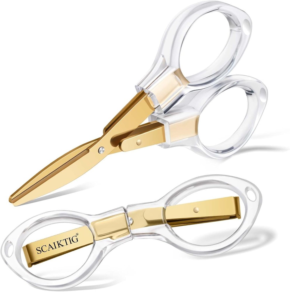3.8” Folding Travel Scissors Set, Safety Small Mini Foldable