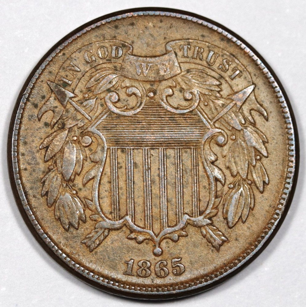 1865 2 Cent Piece.  XF.  209754