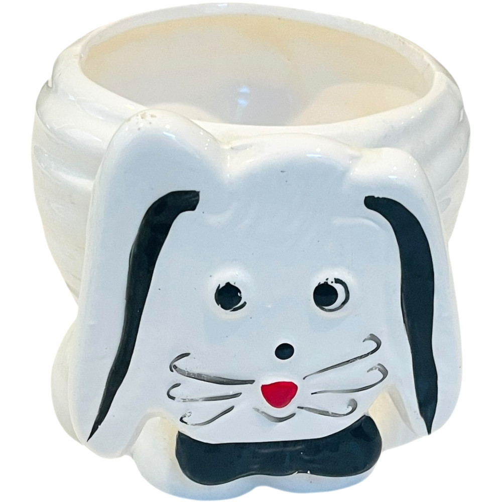 Ceramic Bunny Rabbit Planter Vintage Nursery Easter Decor - 4" x 4"