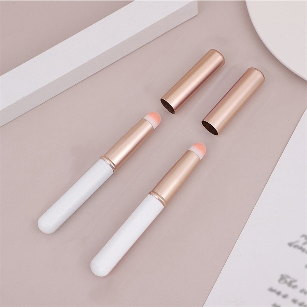 Silicone Makeup Brush Set with Lid, Portable Soft Angled Lip