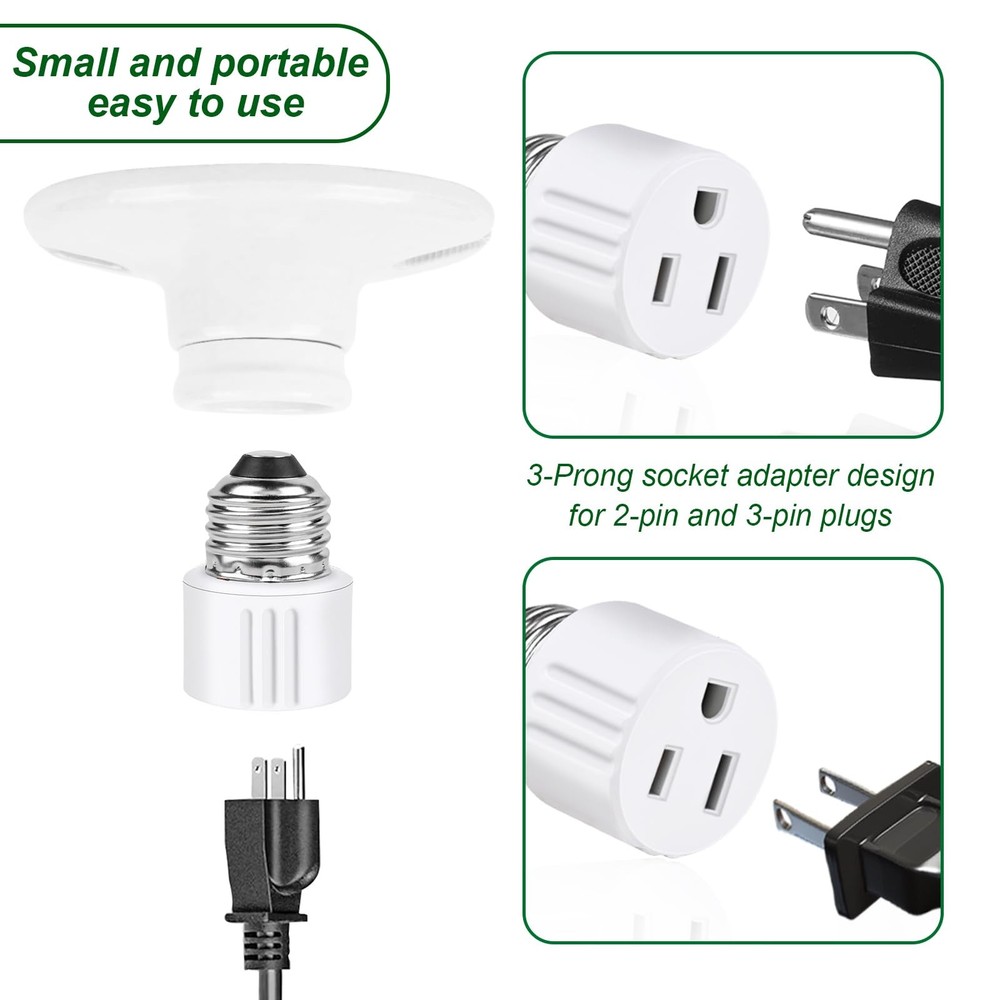 Outlet Light Socket Adapter,Screw in Outlet Socket,E26 Light Bulb to Outlet S...
