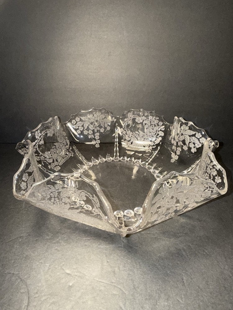 Ornate Glass Serving Bowl 12"