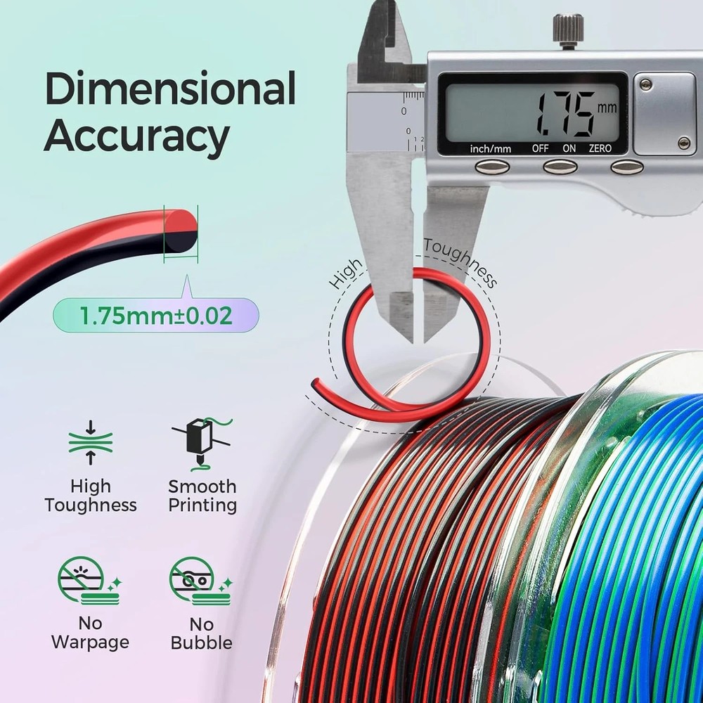 Silk PLA 3D Printer Filament Bundle, 1.75Mm PLA Filament for Most FDM 3D Printer