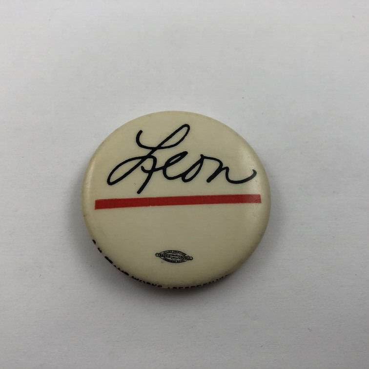 LEON ~ Vintage 1960's 70's Button Pinback