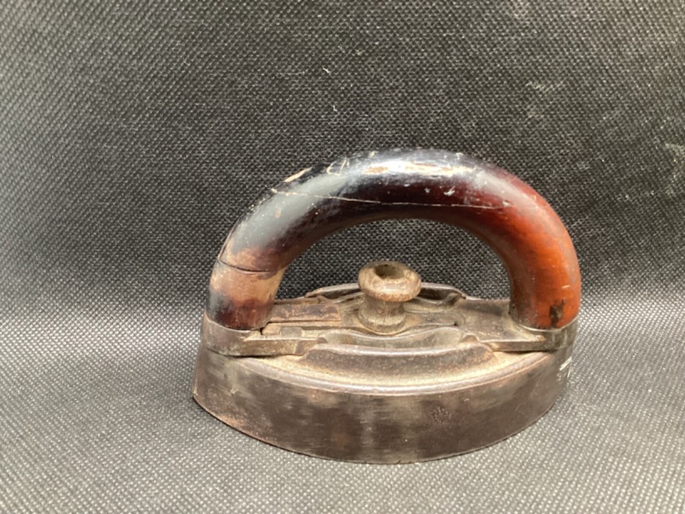 Antique Small Wooden Handle Garment Sad Iron