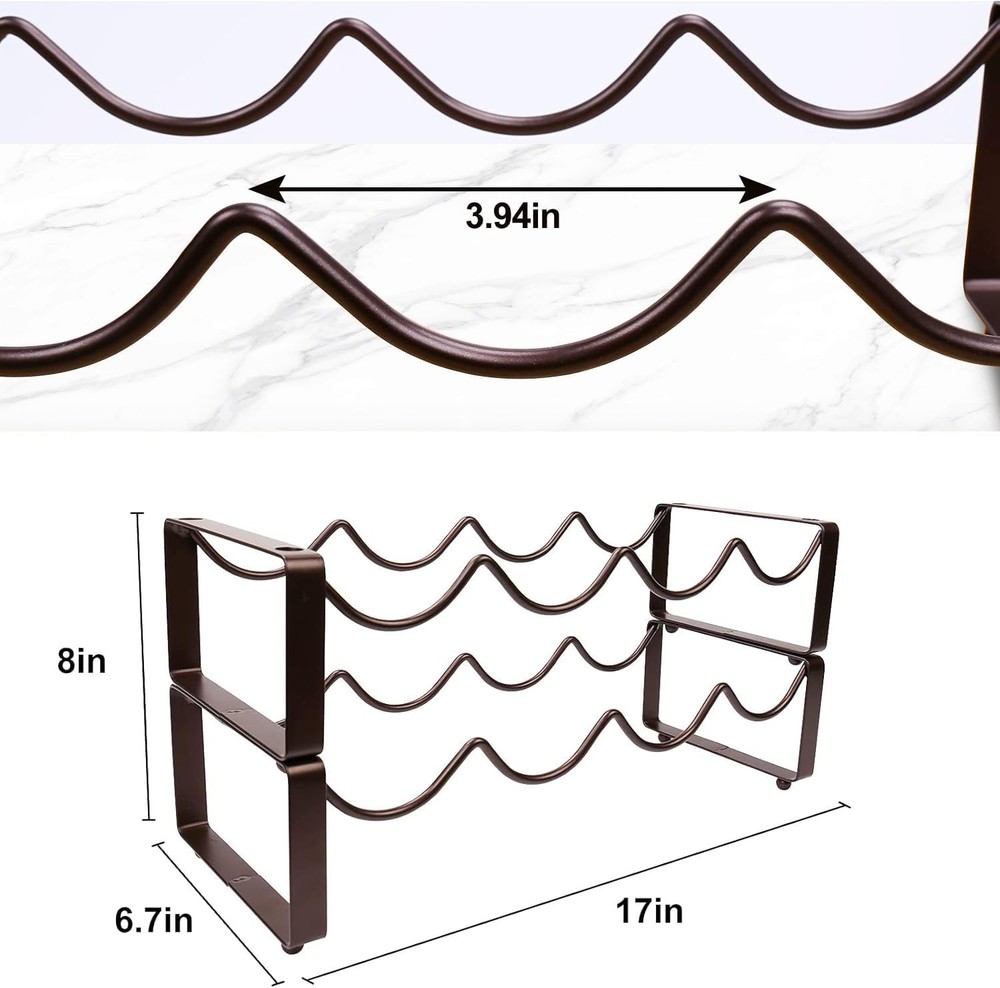 Stackable Wine Rack Countertop 8 Bottles 2 Tier Wine Cabinet Counter Wine Rack