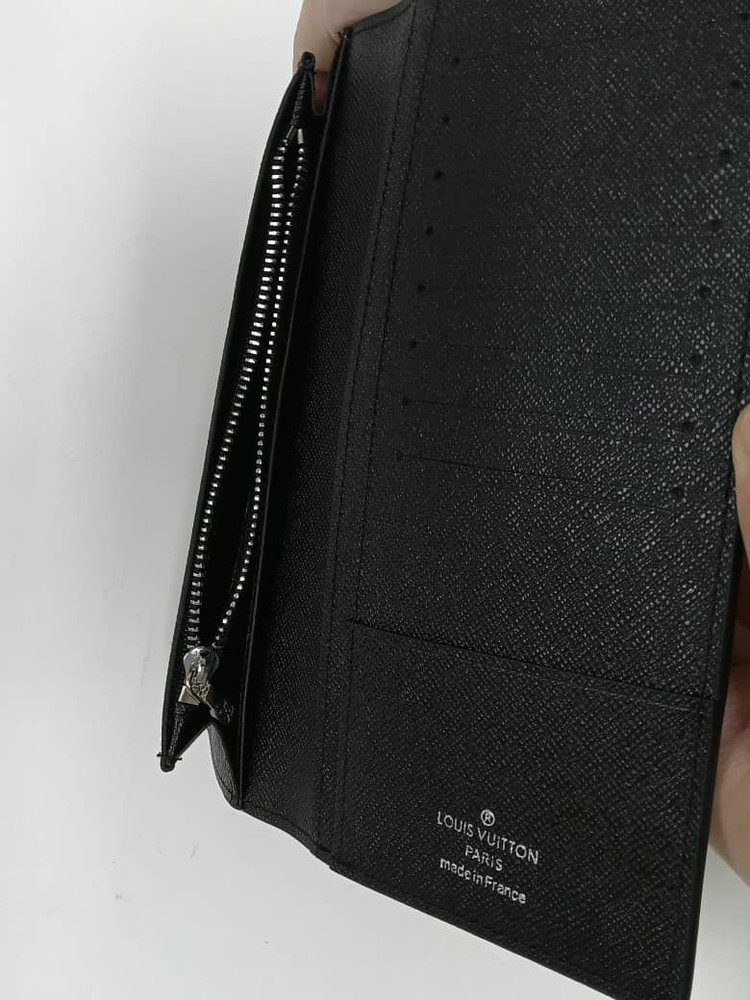 Louis Vuitton Monogram Eclipse Brazza Canvas Long Black Compact Wallet