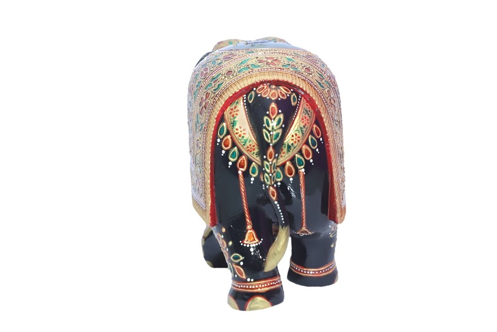 wooden gold palted elephant