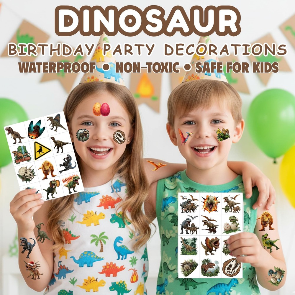 96PCS Dinosaur Temporary Tattoos Stickers - Medium,