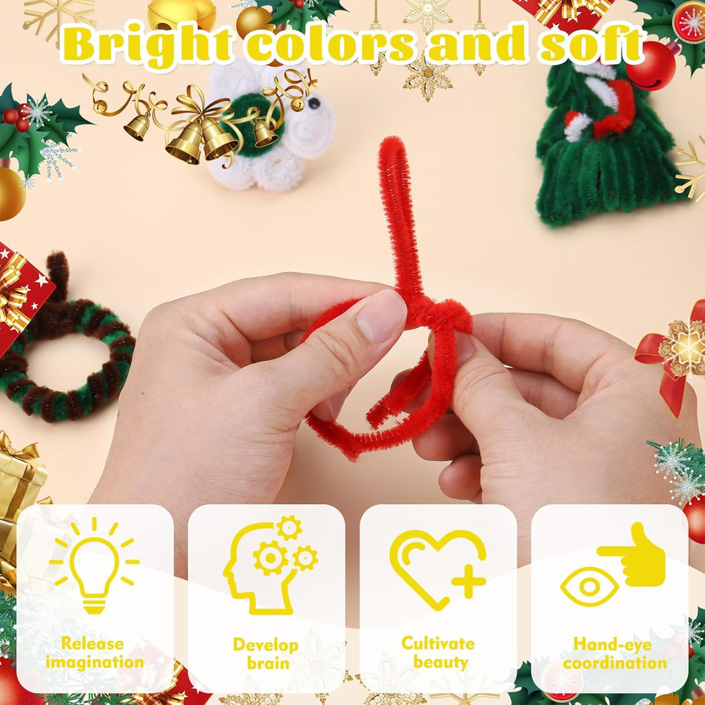 Pipe Cleaners, 200 Pcs Light Yellow Pipe Cleaners Craft Set, Solid Color Chenill