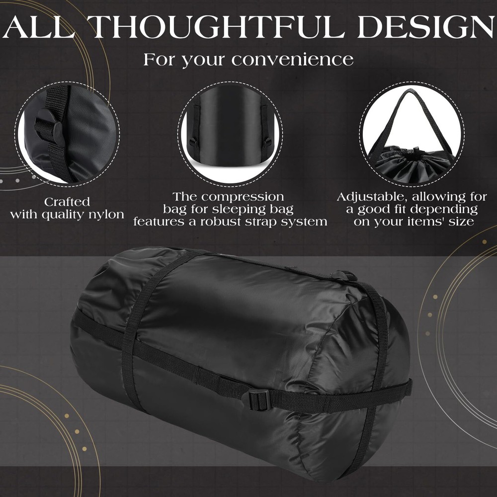 Compression Stuff Sack 45L Waterproof Sleeping Bag Clothes Storage Hiking, BLACK