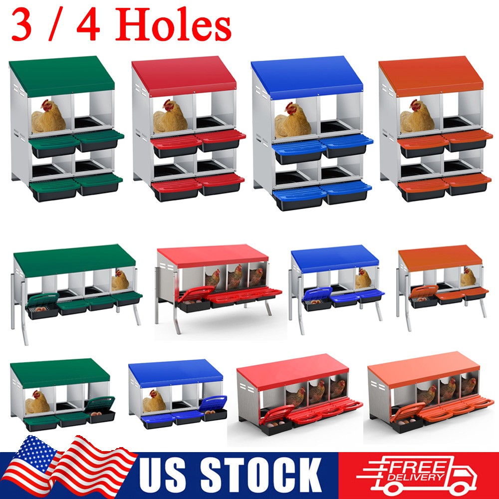 Chicken Nesting Box 3/4 Hole Hen Laying Box Roll Away Nesting Box for Laying Egg
