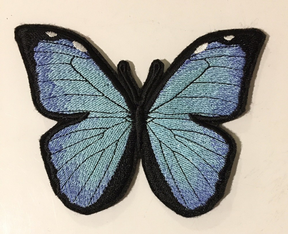 Embroidered Large “Giant (Light) Blue Morpho”Butterfly 4.9” inches IRON ON Patch