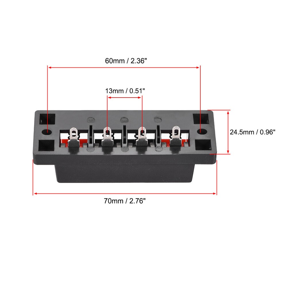 4pc 4 Way Spring Speaker Push Release Connector Cable Terminals Strip Block NEW
