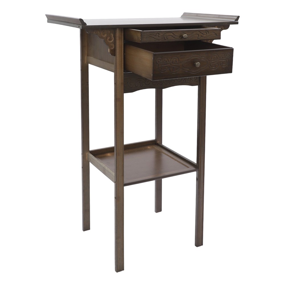 2 Tier Altar Table with Drawers, Altar Table with Storage, Meditation Table