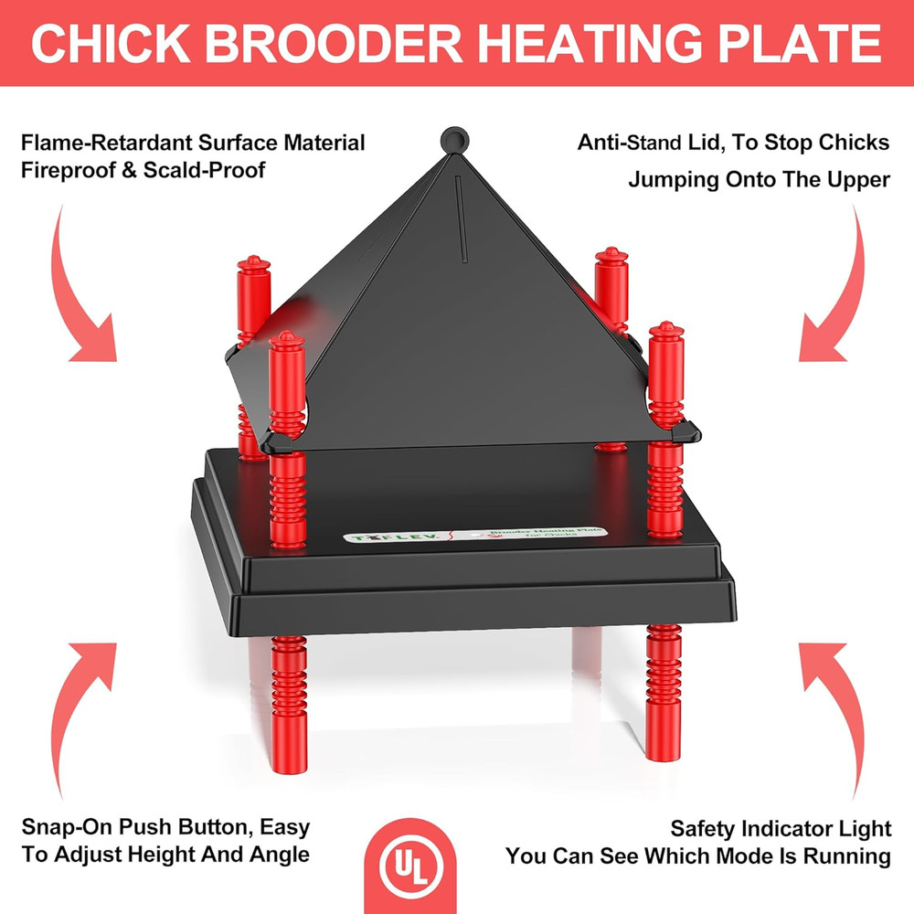 Chick Brooder Heating Plate with anti Stand Cone, Brooder Heater for Chicks (10"