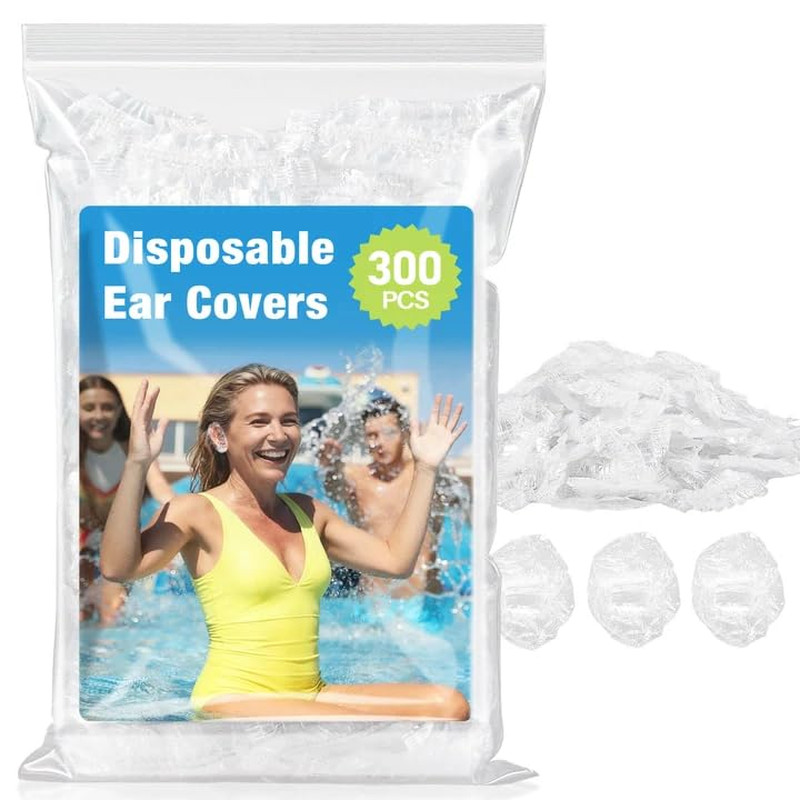 MAQIHAN 300 Pack Disposable Ear Covers - Plastic Ear Covers Waterproof Plastic