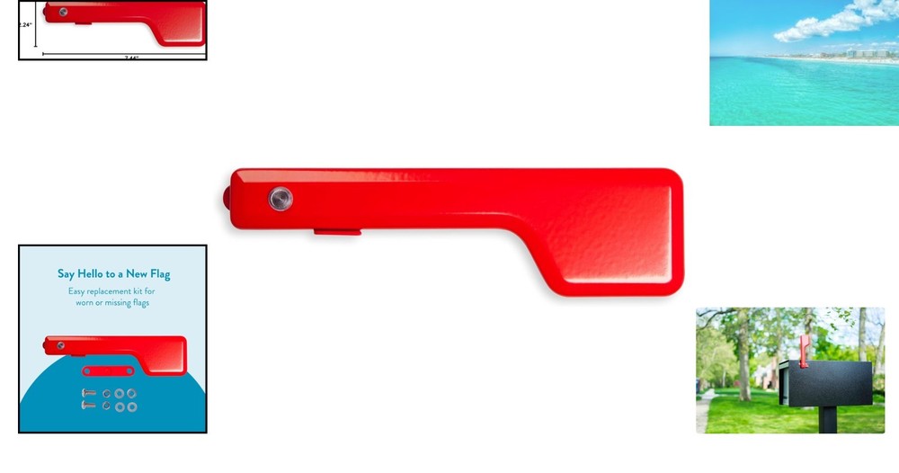 Galvanized Steel Red Mailbox Flag Replacement Kit - Weather Resistant Accessory