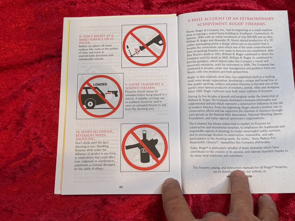 Original Ruger Gun Manuals – Multiple Models – Factory Instructions