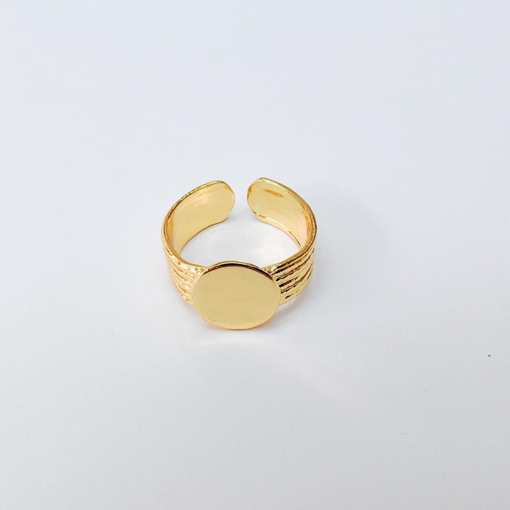 Adjustable Round Shiny Gold Ring Blank Settings, 10mm Brass G37443