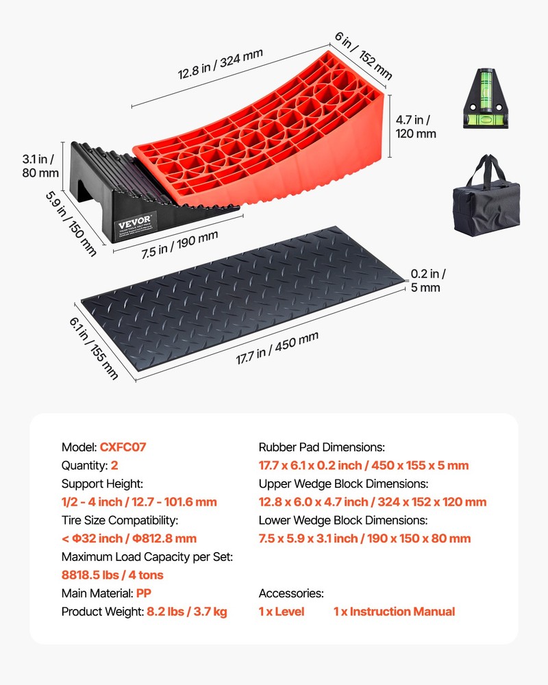 2 Pack RV Camper Leveler Set RV Curved Levelers Chocks Leveling Blocks Ramps Kit