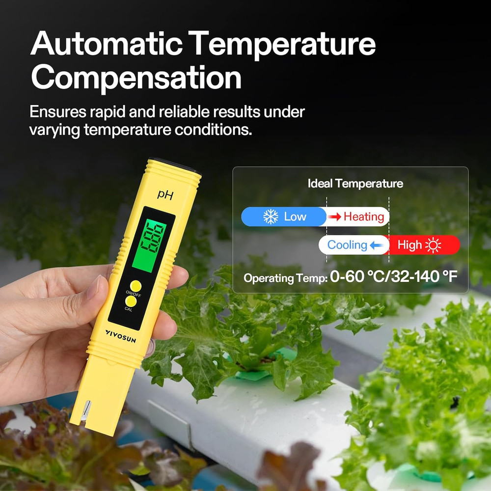 VIVOSUN Digital Ph Meter, 0.01Ph High Accuracy Pen Type Ph Tester for Hydroponic