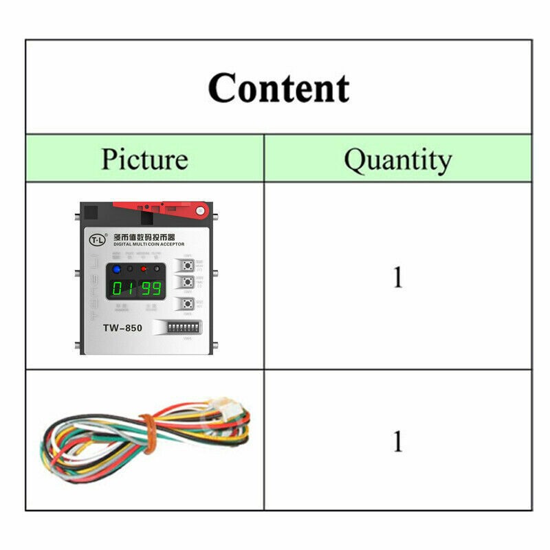DC12V TW-850 Top Entry Multi Digital Coin Acceptor Selector for Vending Machine