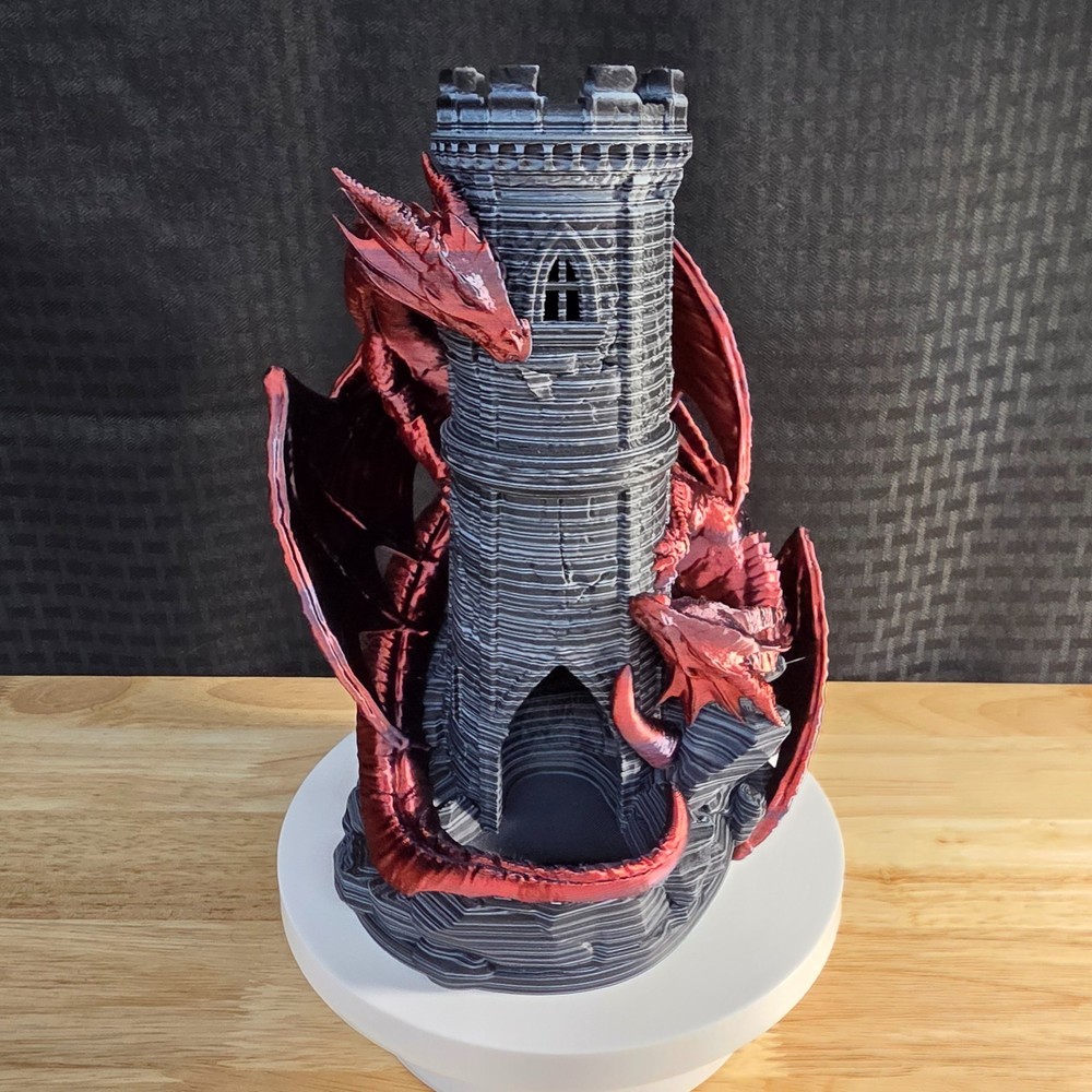Twin Dragons Dice Tower, DND, 3D Printed Items