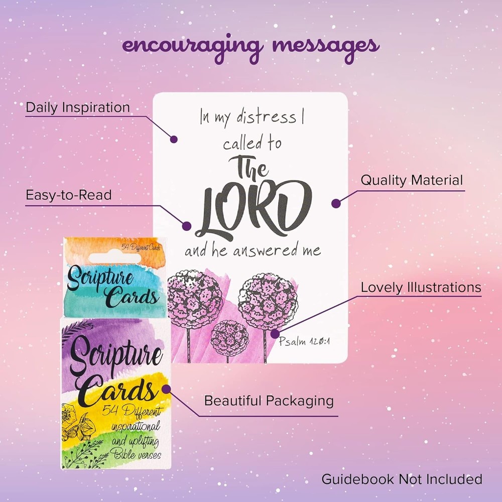 Scripture Cards - 54 Verses and Quotes From the Bible - Learn With Ease!