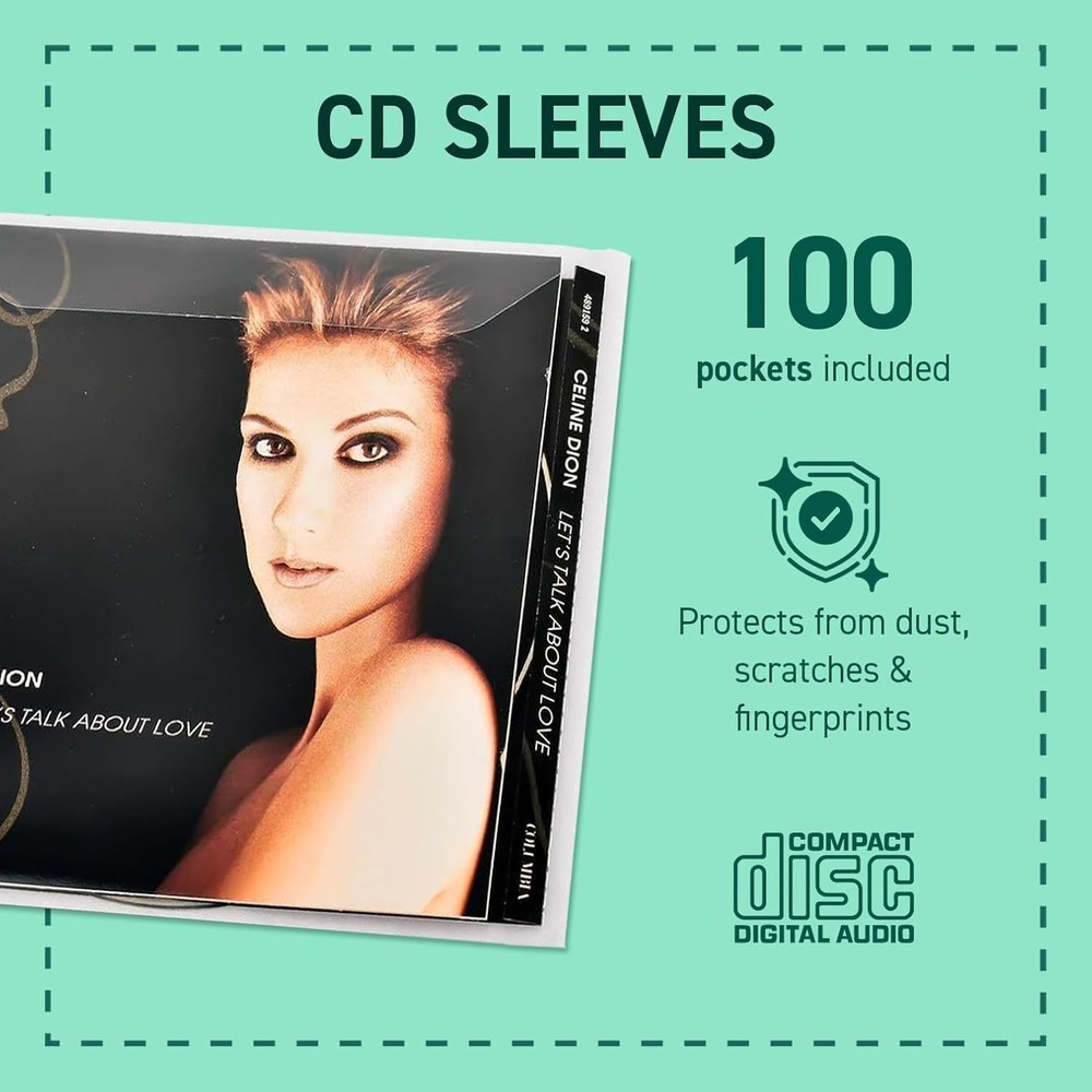 Durable 100 CD Sleeves with Secure Closure - Ultimate Space-Saving Solution
