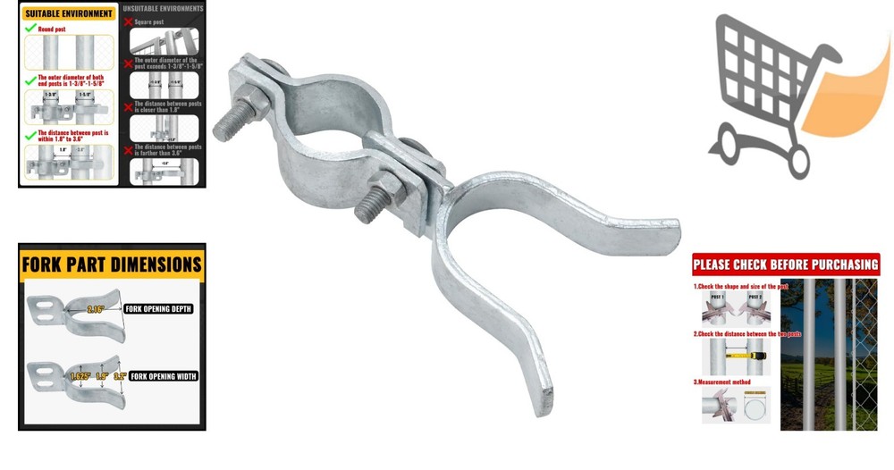 Fence Fork Lock Galvanized Steel 1 PCS for Chain Link Gates Security