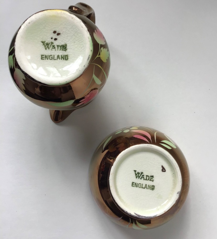 ANTIQUE WADE LUSTERWARE SUGAR BOWL AND CREAMER