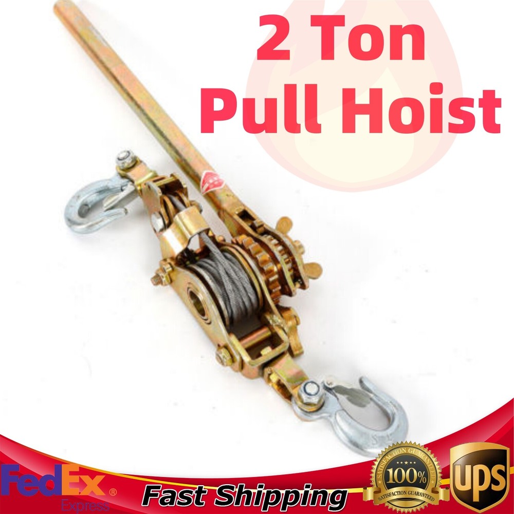 2 Ton Hand Puller Heavy Duty Winch Pull Hoist Come Along Cable Lever 2 Hooks