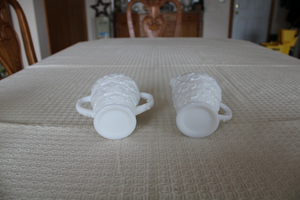 Westmoreland Vintage Creamer & Sugar Bowl Raised Maple Leaf Pattern