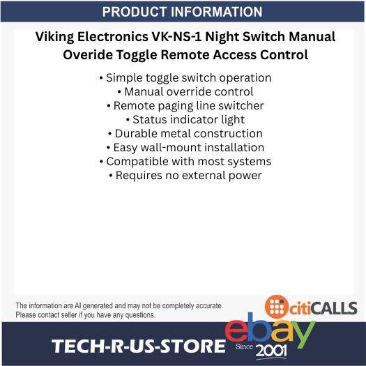Viking Electronics VK-NS-1 Night Switch Manual Overide Toggle Remote Access Ctrl