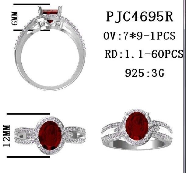 Sterling Silver Semi Mount Ring Setting Oval OV 9x7mm