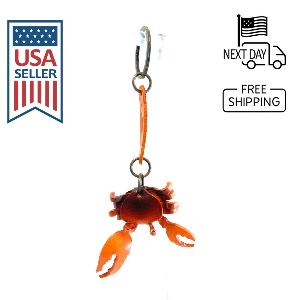 Crab Handmade Leather Keyring #1