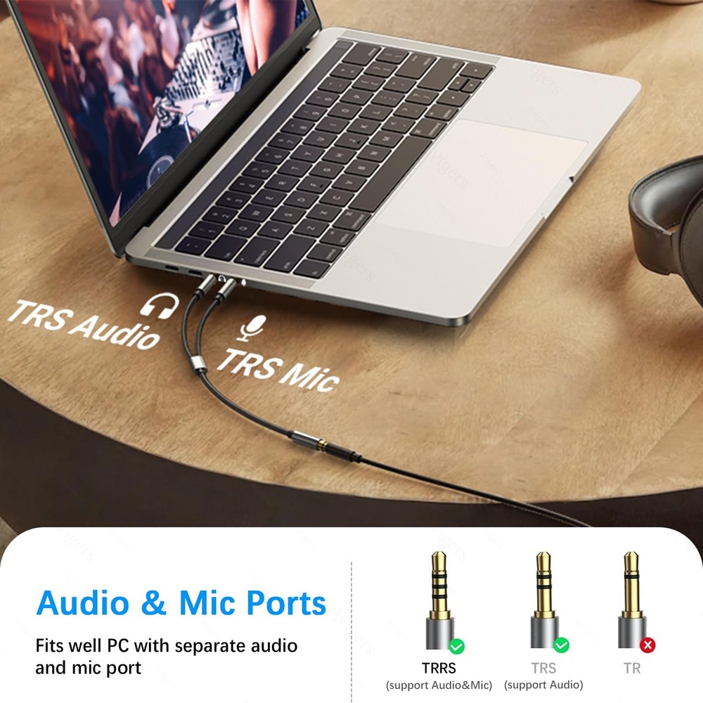 Headphone Splitter for Computer 3.5mm Mic Audio Y Splitter Cable for PC