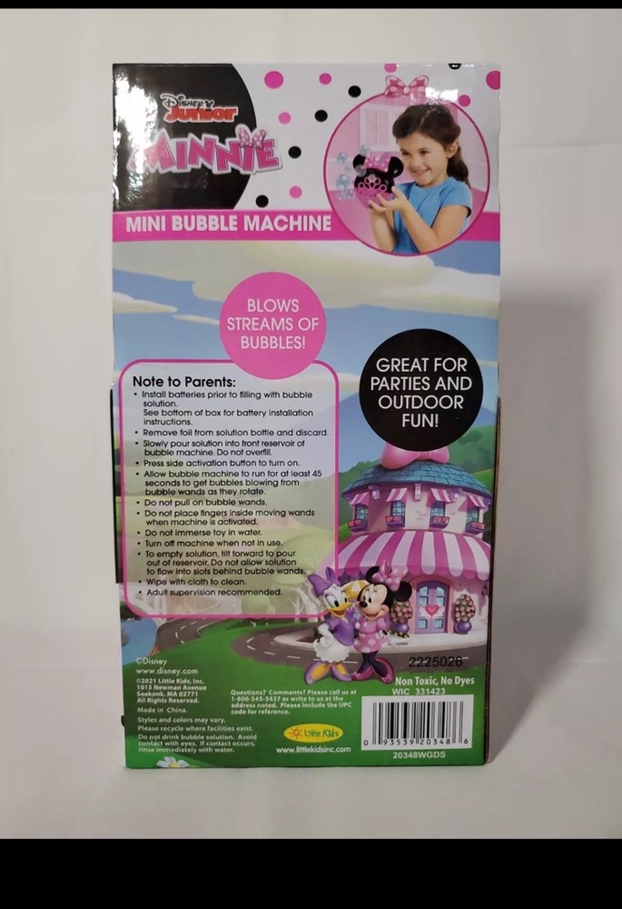 Disney Junior Minnie Mouse Bubble Machine Bubble Blower with 2 oz Bubbles