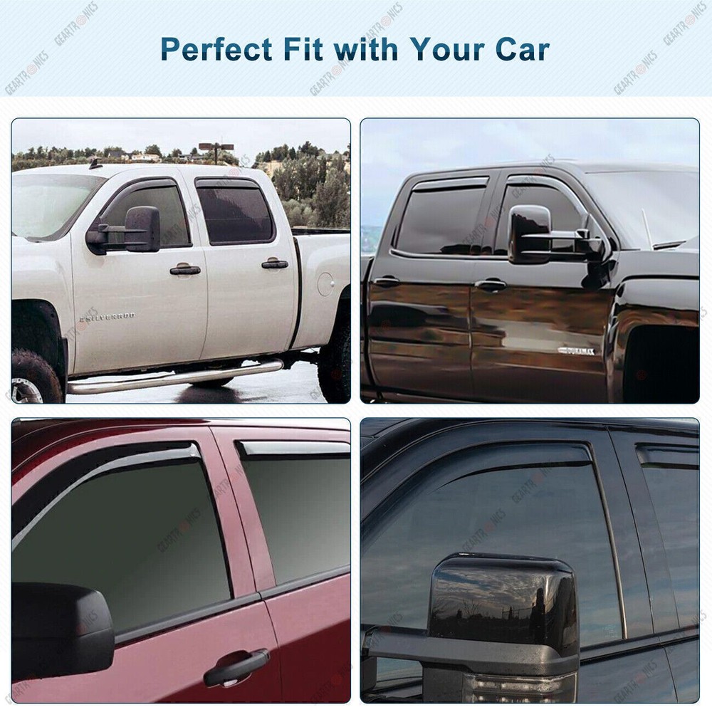For 2014-2018 Chevy Silverado Double Cab Window Visor Vent Rain Guard Deflector