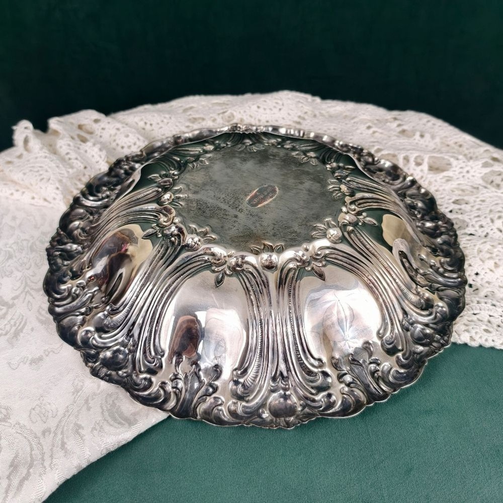 Vintage Silver Decorative Large Plate Bowl