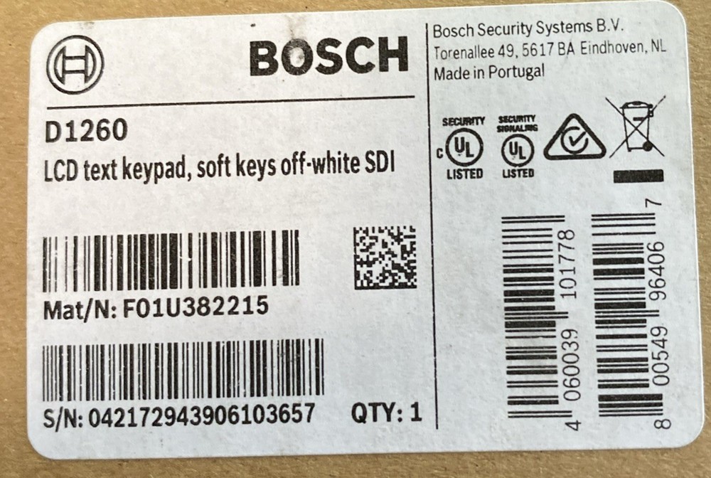 Bosch D1260 LCD Text Keypad Security Controller.