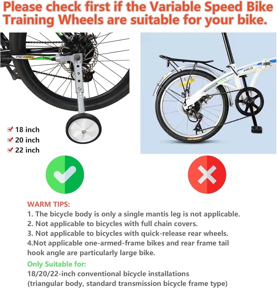 Variable Speed Bike Training Wheels Kit, Black