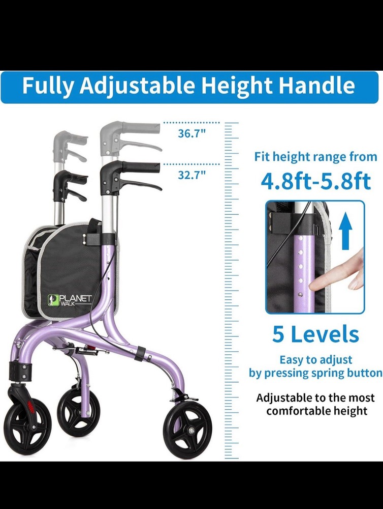 Planet Walk Premium 3 Wheel Rollator Walker