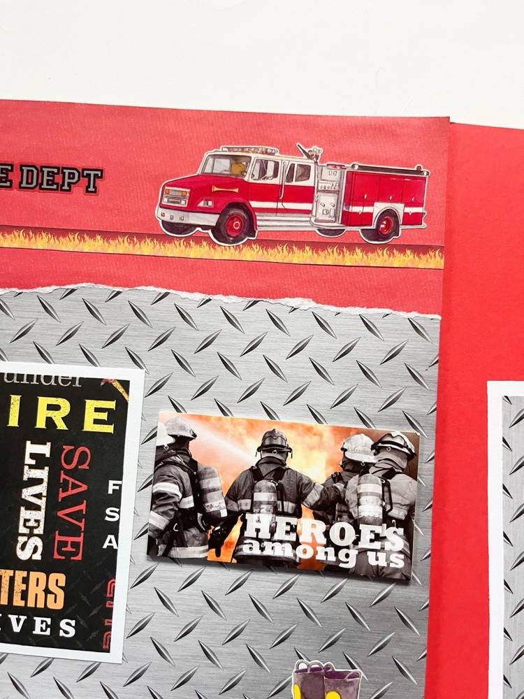 Fireman Scrapbook pages, Firefighter Layouts, Fireman Scrapbook Layout