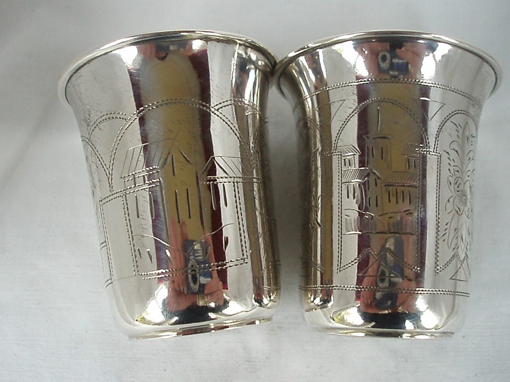 RUSSIAN VODKA BEAKERS STERLING SILVER CIRCA 1890