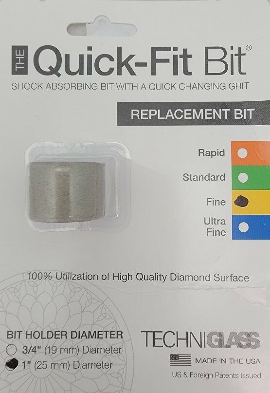 1" Fine Quick Fit Bit Stained Glass Grinder Accessory by Techniglass Replacement